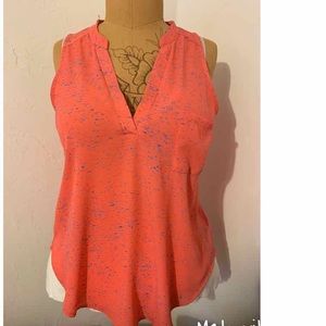 Lush Coral tank top with blue specks.